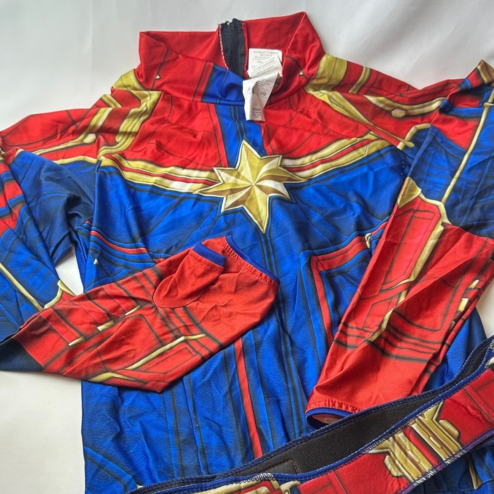 Captain Marvel Women's Costume Medium - Red, Blue, Gold